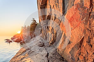 Agawa Rock at sunset photo