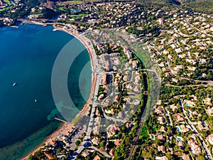 Agay Beach scenic and panoramic Aerial view in the French Riviera  CÃ´te d'Azur  France