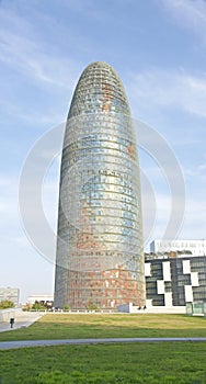 Agbar Tower in the Plaza de Les Glories in Barcelona