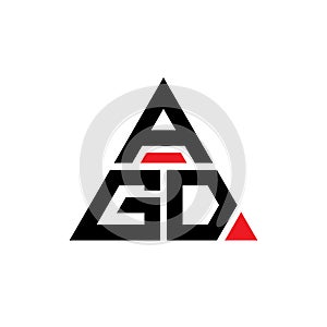 AGD triangle letter logo design with triangle shape. AGD triangle logo design monogram. AGD triangle vector logo template with red