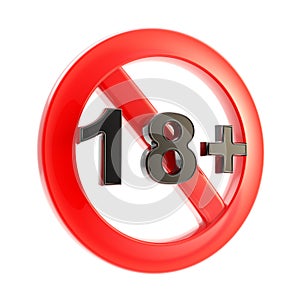 Age limit (18+) round symbol isolated