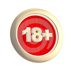 Age limit (18+) round symbol isolated