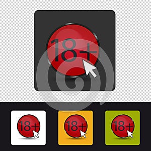 Age Rating 18 Plus - Colorful Vector Web Button - Isolated On Transparent Background