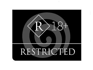 Age restriction sign, rated R sign, illustration image