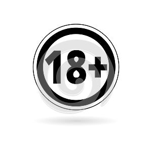 18+ age restriction sign, Vector eighteen icon