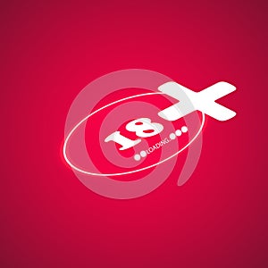 18 age warning stamp with progress loading bar with lighting