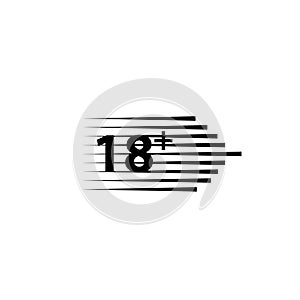 18 age warning stamp and speed lines, Vector illustration. Flat design