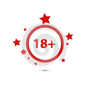 18 age warning stamp, Vector illustration. Flat design
