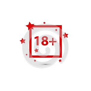 18 age warning stamp, Vector illustration. Flat design