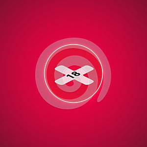 18 age warning stamp, Vector illustration. Flat design