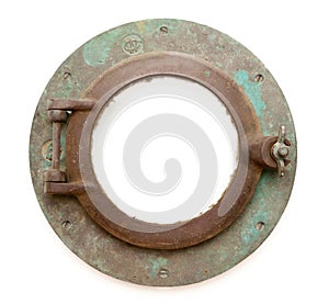 Aged Antique Ship Porthole Isolated with Paths