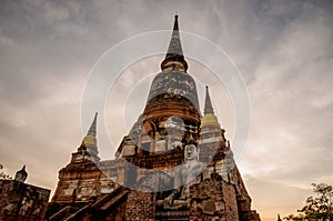 Aged archaeological site and Buddha statue AYUTTHAYA Thailand