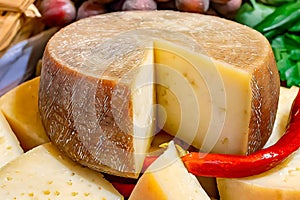 Aged, artisan Manchego cheese from Spain, a gourmet delight