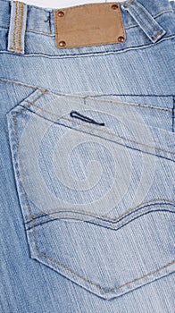 Aged blank leather patch on the jeans