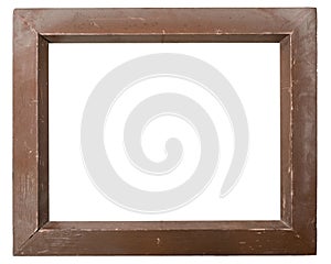 Aged blank wooden photo Frame isolated on white background