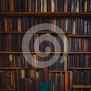 Aged bookshelf A portal to bygone eras and timeless stories, holding a treasure trove of literary relics Generative AI