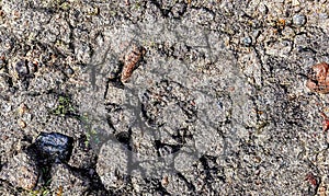 Aged and broken asphalt textures of old european roads and streets