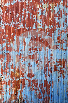 Aged corrugate metal painted door photo