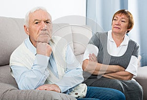 Aged couple arguing