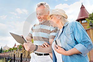 Aged couple enjoying each other