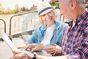 Aged couple enjoying each other