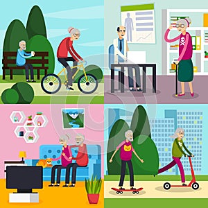 Aged Elderly People Orthogonal Composition Set