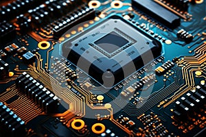 An aged electronics circuit board retains crucial technological components