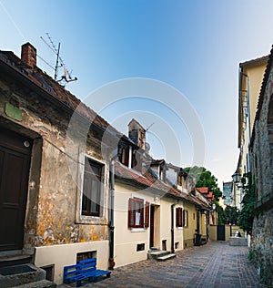 Aged houses in upper town of Zagreb, Croatia