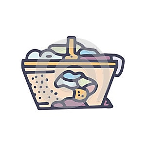 aged laundry basket color vector doodle simple icon
