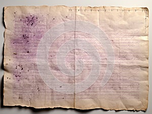 Aged Ledger Paper with Faded Purple Ruled Lines - AI Generated