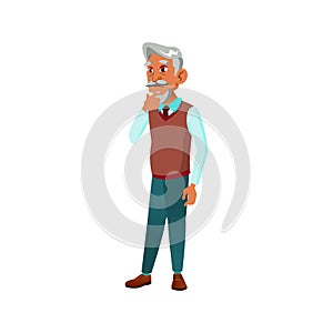 aged man professor thinking about problem cartoon vector