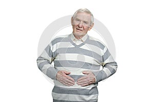 Aged man with stomach pain.