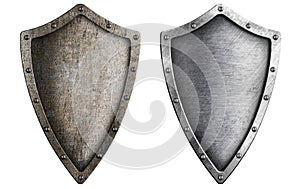Aged metal shield set isolated