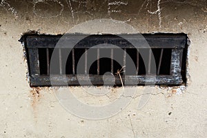 Aged metal vent of underground garage bunker storage facility texture in suburban Sofia, Bulgaria, Eastern Europe