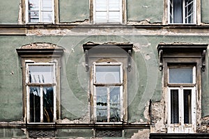 Aged old building facade