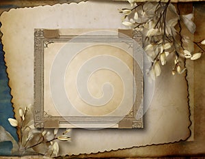 Aged Paper Background With a Photo Frame