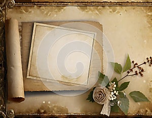 Aged Paper Background With a Photo Frame