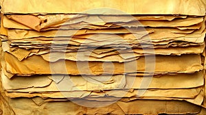 Aged paper stack, texture, close-up, archive, background