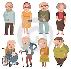 Aged people. Older men and women . Grandmothers and grandfathers. photo