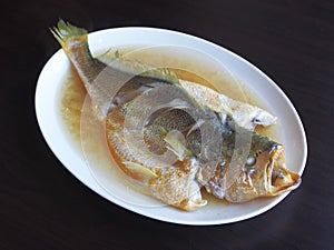 Aged rice wine steaming yellow croaker