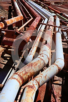 Aged rusty grunge industrial pipe lines
