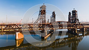 Aged and Rusty Pennsylvania Railroad + PATH + Amtrak + NJ Transit Lift Truss Bridges - Hackensack River - New Jersey
