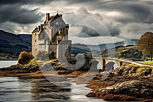 Aged Scot scottish castle. Generate Ai photo