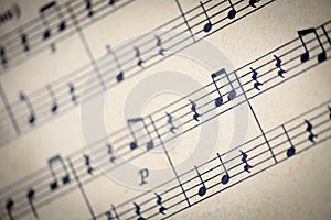 Aged Sepia Music Sheet Music on Paper