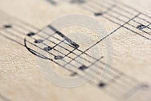 Aged Sepia Music Sheet Music on Paper