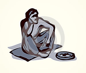 Beggar. Vector drawing photo