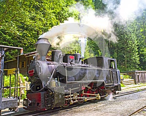 Aged steam locomotive working