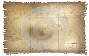 Aged treasure map with compass background