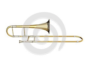 Aged trombone isolated on white background 3D rendering photo