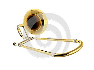 Aged trombone isolated on white background 3D rendering photo